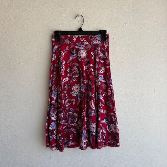 Emily Stacy Dresses & Skirts - Emily Stacy Red Floral Skirt Size Small Flowy A-Line Boho Y2K Womens